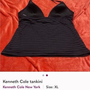 Kenneth Cole Black Striped Tankini Top